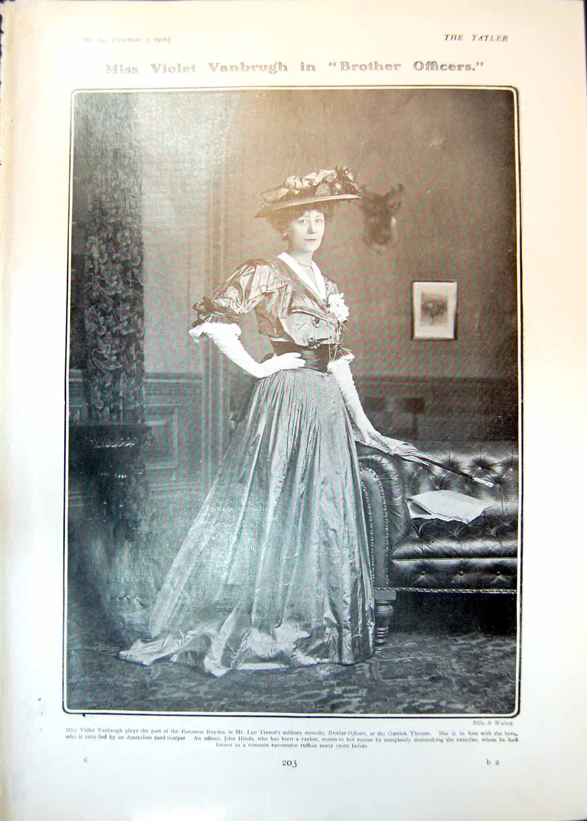 Antique Old Print Miss Violet Vanbrugh Brother Officers Baroness Roydon 1906
