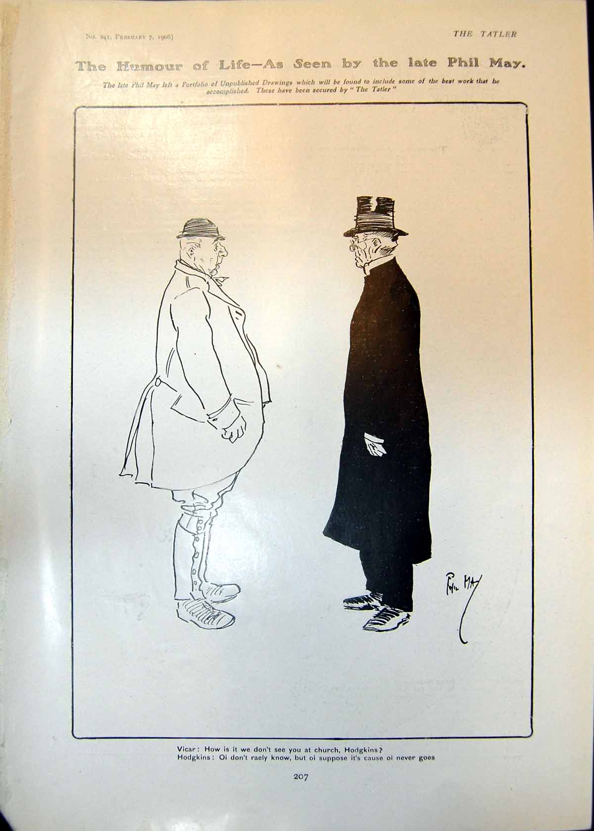 Antique Print Humour Life Phil May Vicar Hodgkins Love Souls S Webley 1906 20th