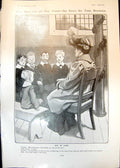 Antique Print Humour Tom Browne Why He Knew Teacher Little Jimmy Billy 1906