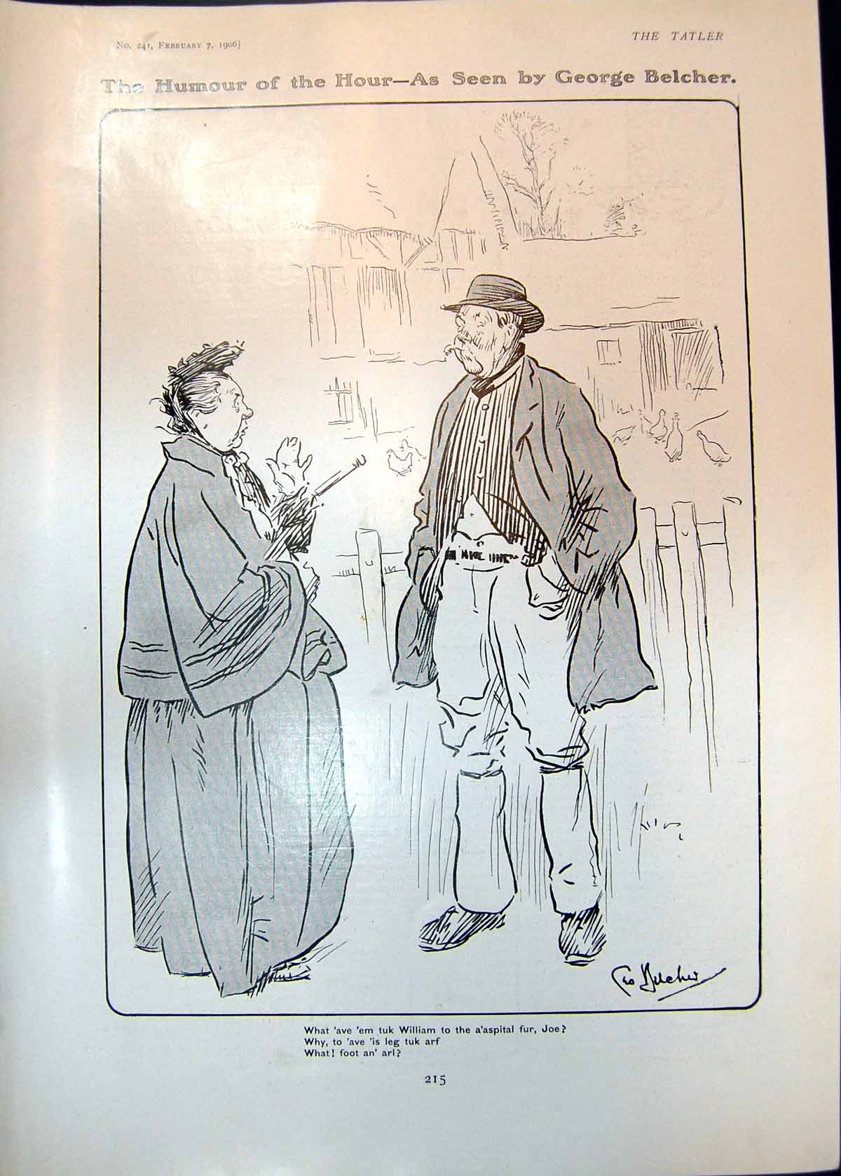 Old Antique Print Humour Hour George Belcher Mr Mrs Andrew Carnegie 1906 20th