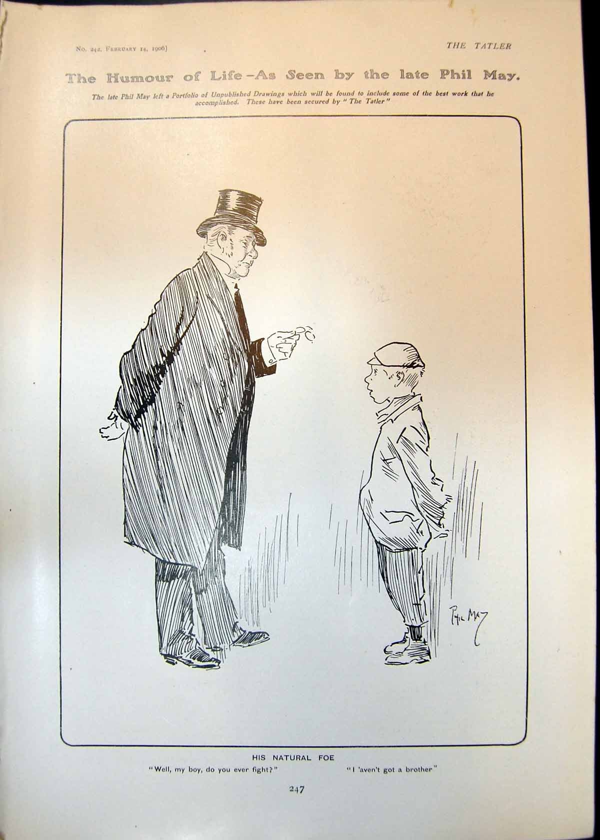 Old Humour Phil May Natural Foe Man Boy Theatrical Museum S Hicks 190 20th