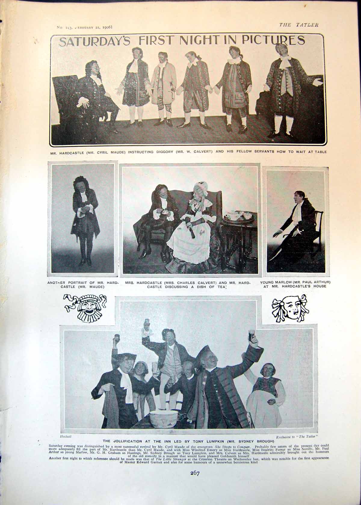 Old She Stoops To Conquer First Night Cyril Maude W Calvert P Arthur1