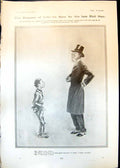 Antique Print Humour Phil May Boy Major Watch Piccadilly Walk Omnibus 1906 20th