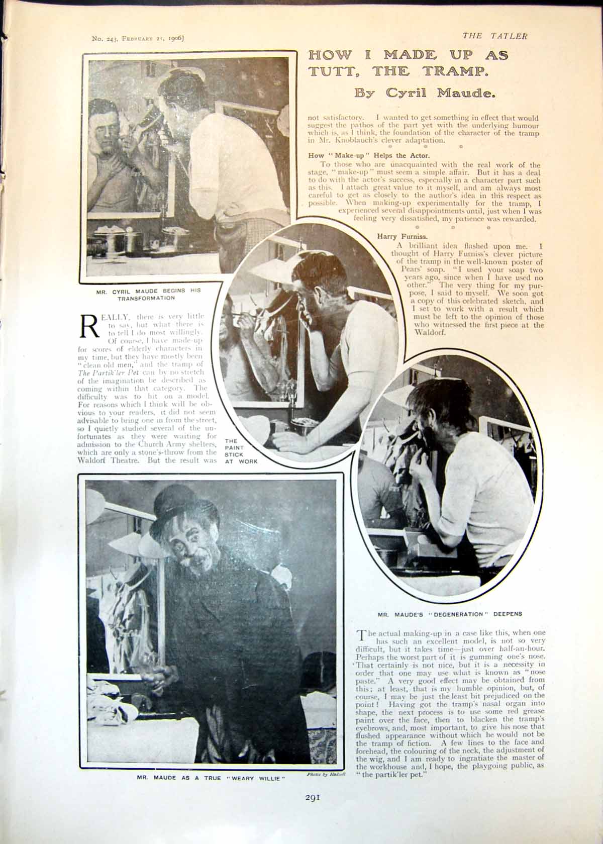 Old Cyril Maude Made Up Tutt Tramp Mrs Alec Tweedie Eden Phillpotts19 20th