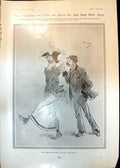 Antique Print Humour Life Phil May Couple Bus Peter Pan Wendy Letters 1906 20th
