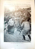 Antique Old Print Humour Railway Savile Lumley Pity Poor Strap Hanger 1906 20th
