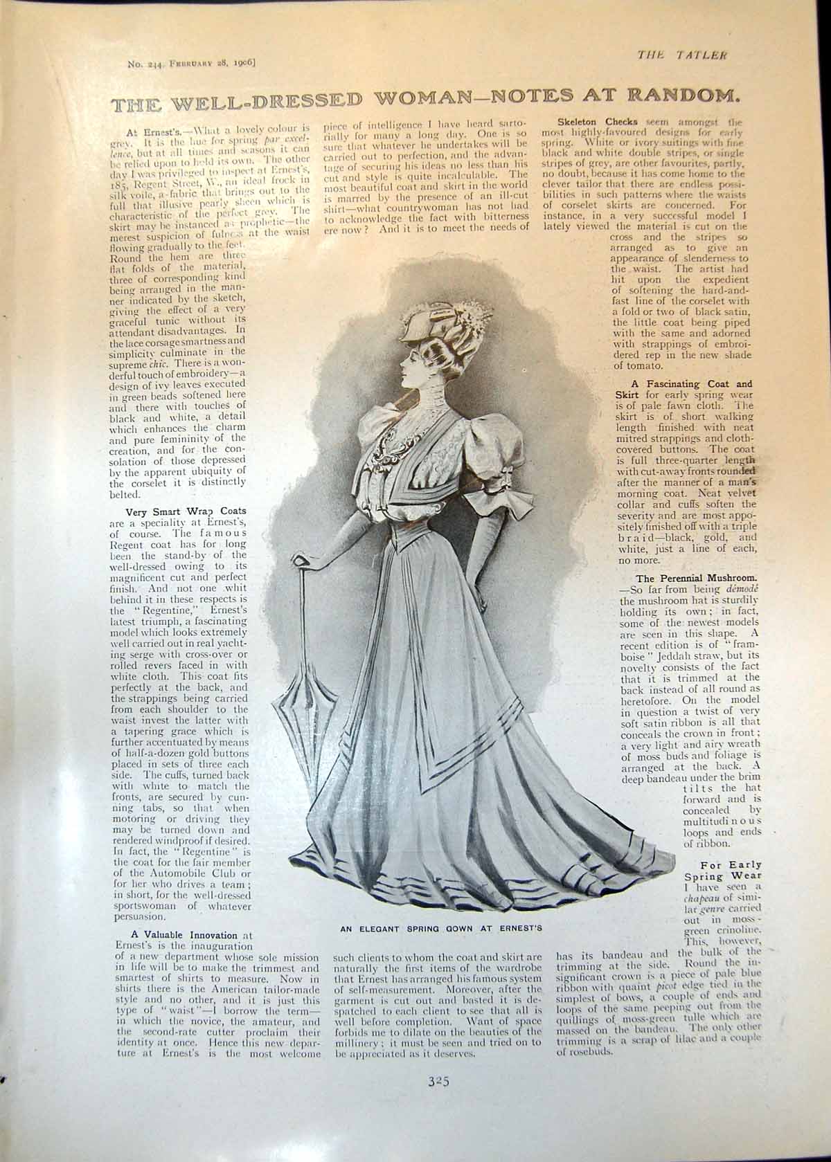 Antique Old Print Elegant Spring Gown Ernests Spring Hat Acrostic Puzzle 1906