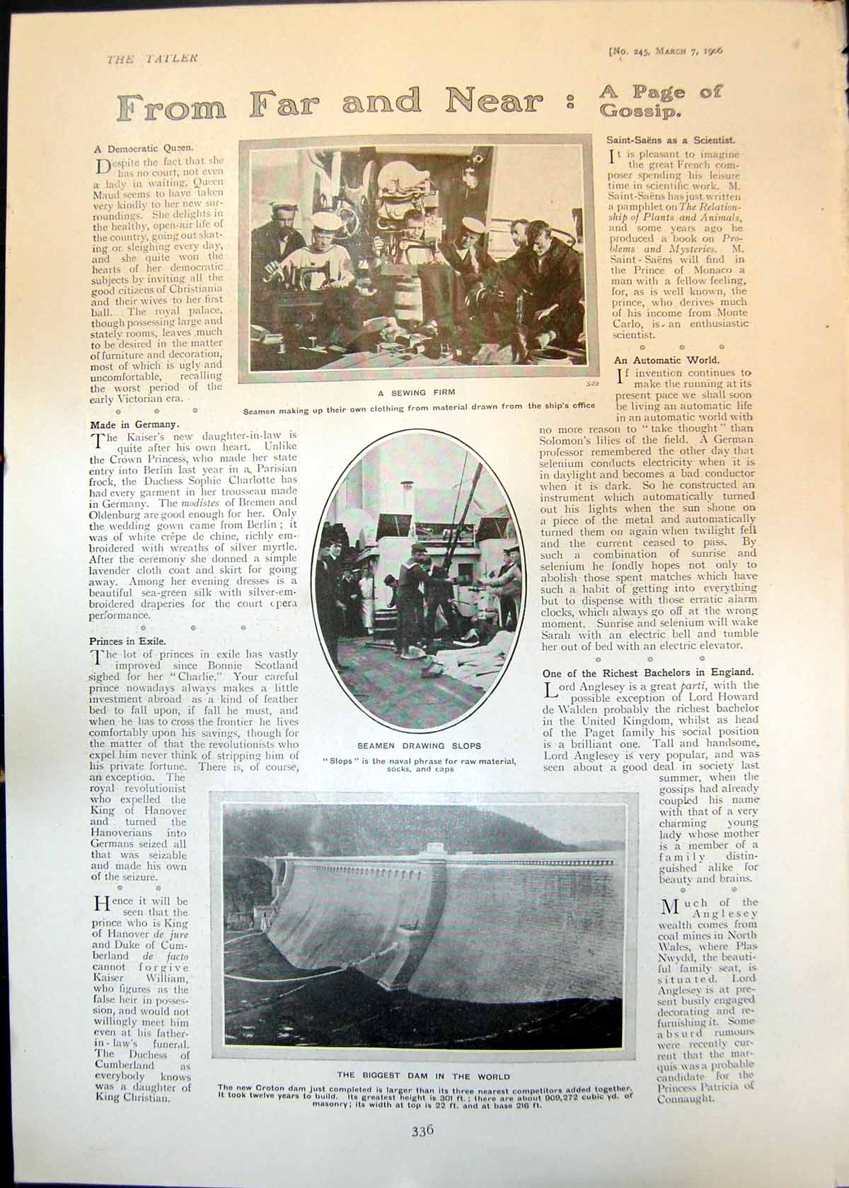 Old Seamen Sewing Slops Croton Dam Evelyn Millard Brigadier Gerard190 20th