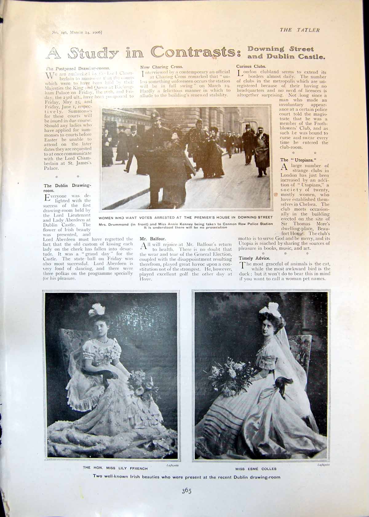 Antique Print Women Want Votes Arrested Miss Lily Ffrench Esme Colles 1906 20th
