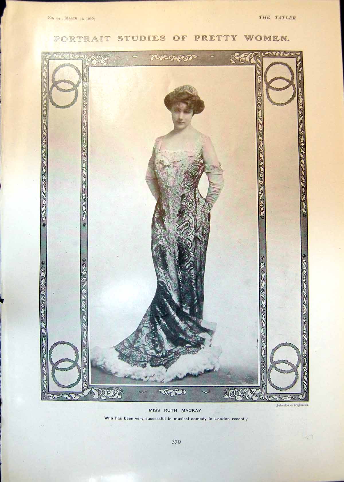 Antique Old Print Ruth Mackay Musical Comedy Madame Ella Russell Opera 1906