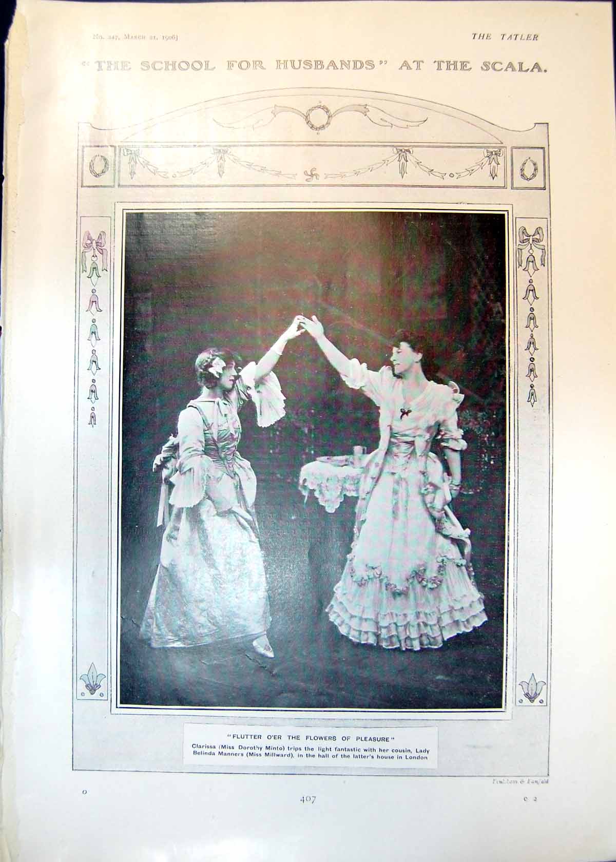 Antique Print School Husbands Dorothy Minto Sadlers Wells Theatre 1847 1906