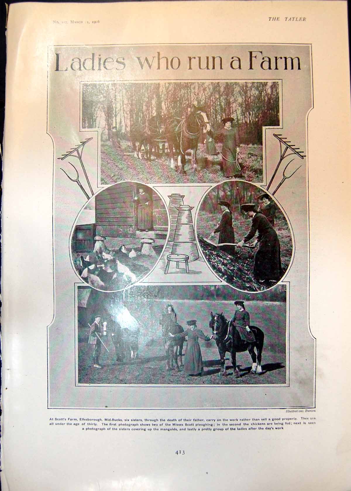 Antique Print Ladies Run Farm Scotts Ellesborough Faithful Inn Wyoming 1906