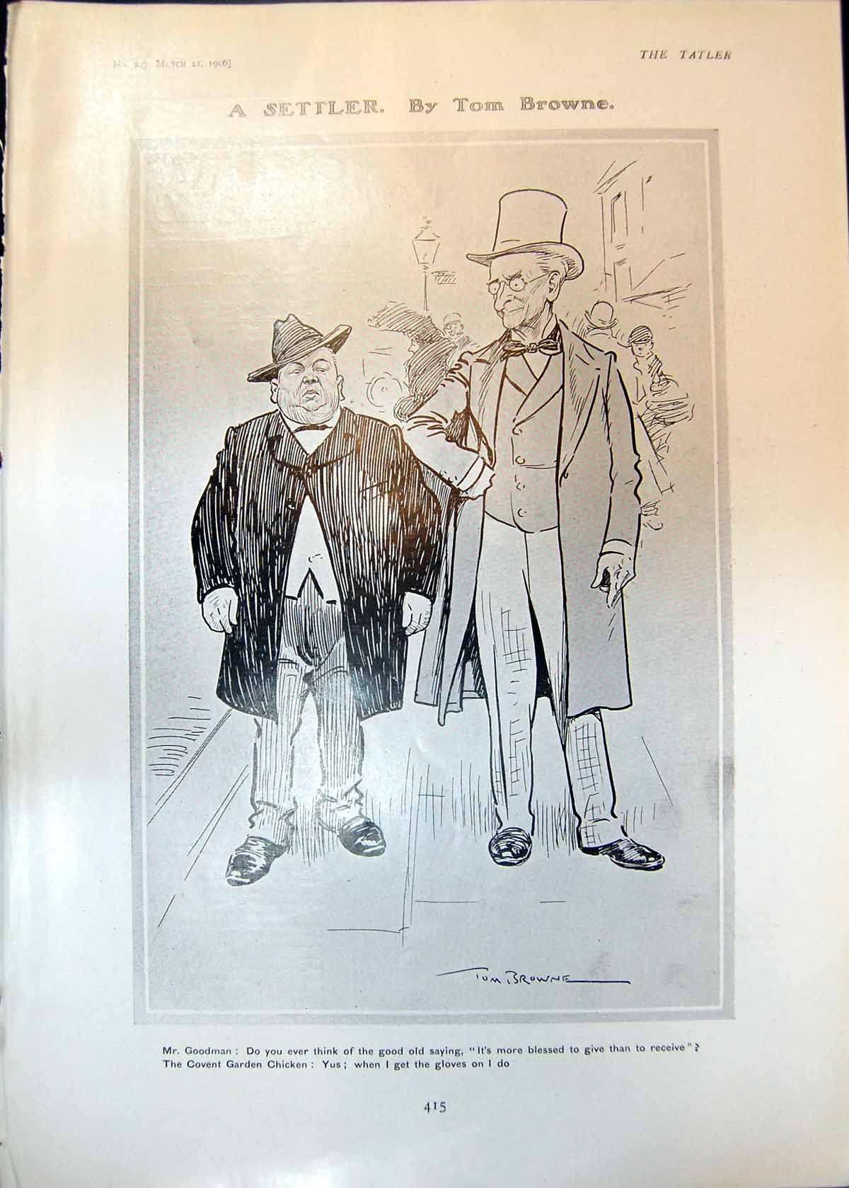 Old Antique Print Settler Tom Browne Mr Goodman Laurence Mott Author 1906 20th