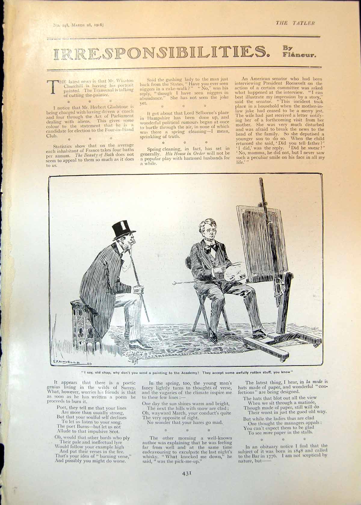 Old Print Sketch Artist Critic Giant Pumpkin Calf Inside Dog Sitting 1906 20th