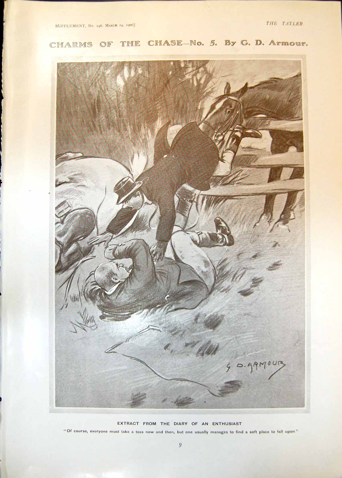 Old Charms Chase G D Armour Extract Diary Enthusiast Fall Horse 1906 20th