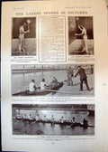 Antique Old Print Cambridge Oxford Boat Crew Rugby Bedford Grammar Boys 1906
