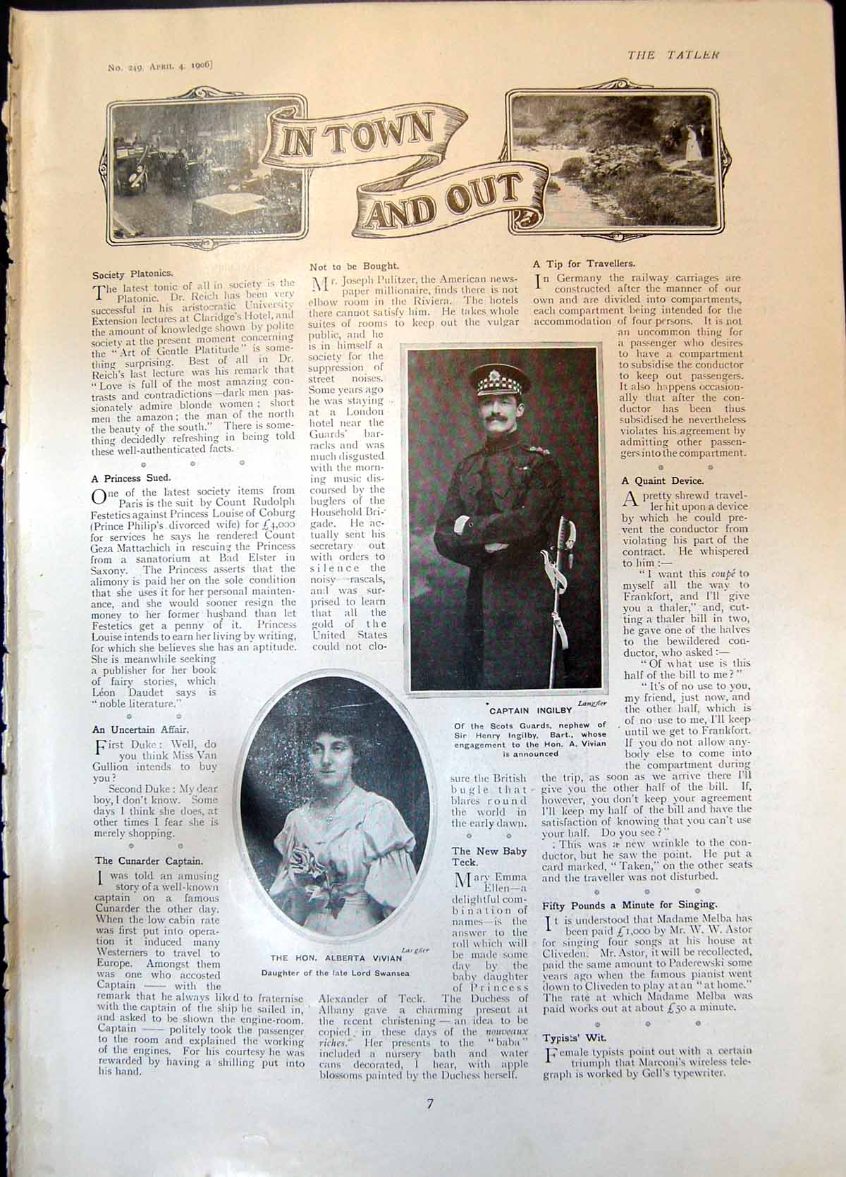 Old Capt Ingilby Engaged Alberta Vivian Mdlle Tamara Russian Singer
