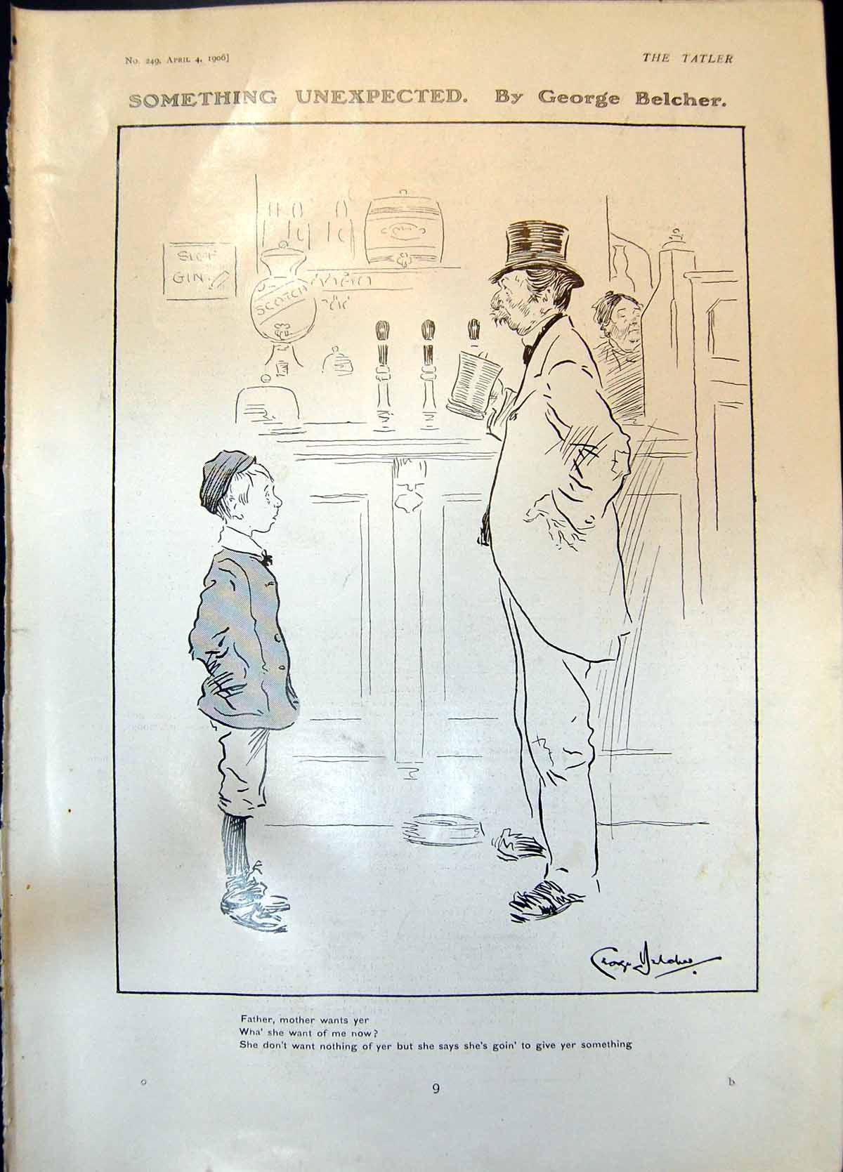 Antique Old Print Humour Something Unexpected Geo Belcher Mr H B Irving 1906