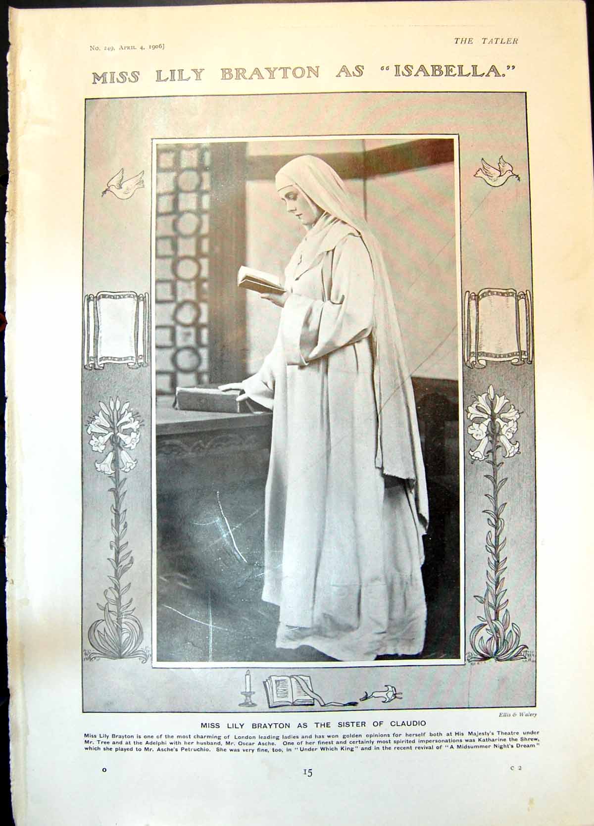 Old Lily Brayton Isabella Sister Claudio Measure For Measure Adelphi