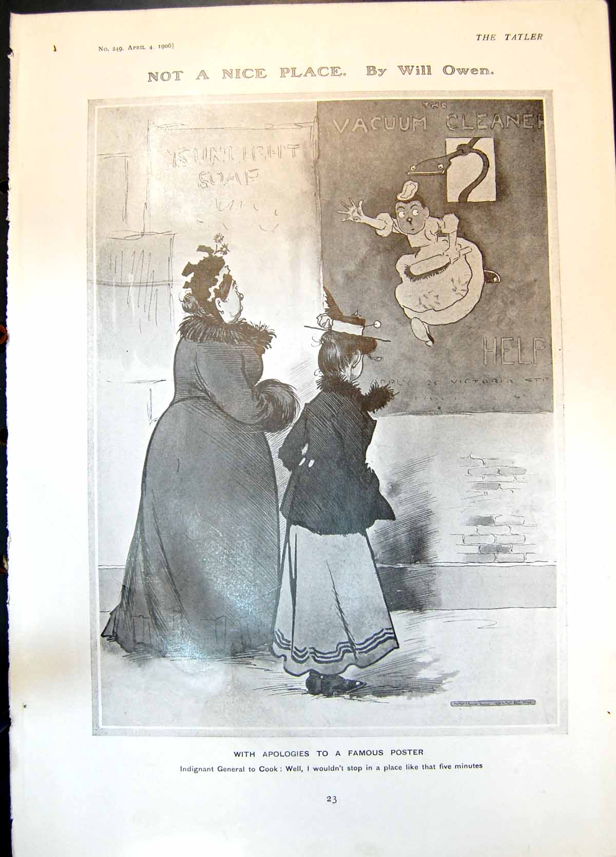 Antique Print Not Nice Place Will Owen General Cook Poet Polite Youth 1906 20th