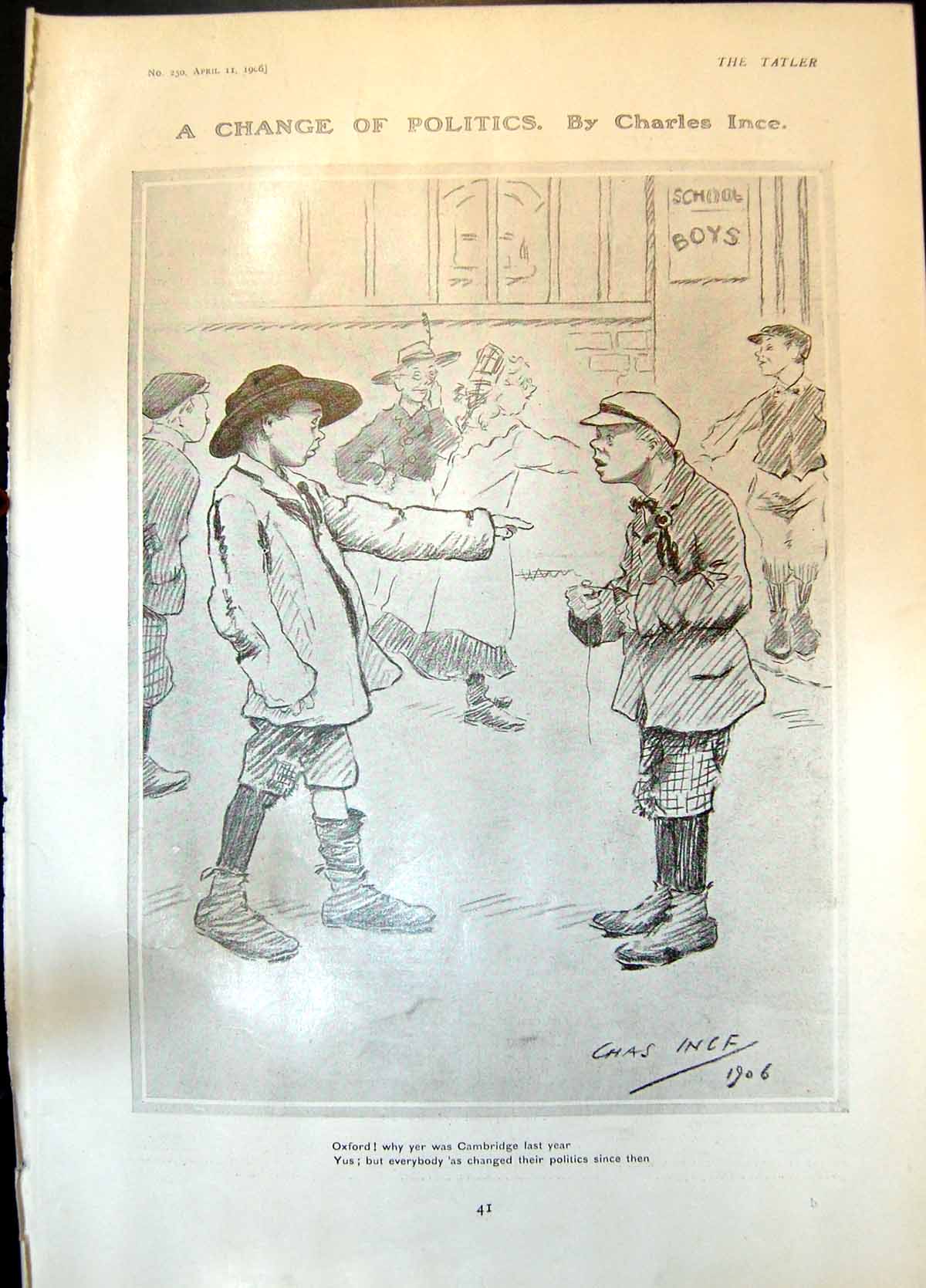 Old Print Change Politics Charles Ince Man From Blankleys Haymarket 1906 20th