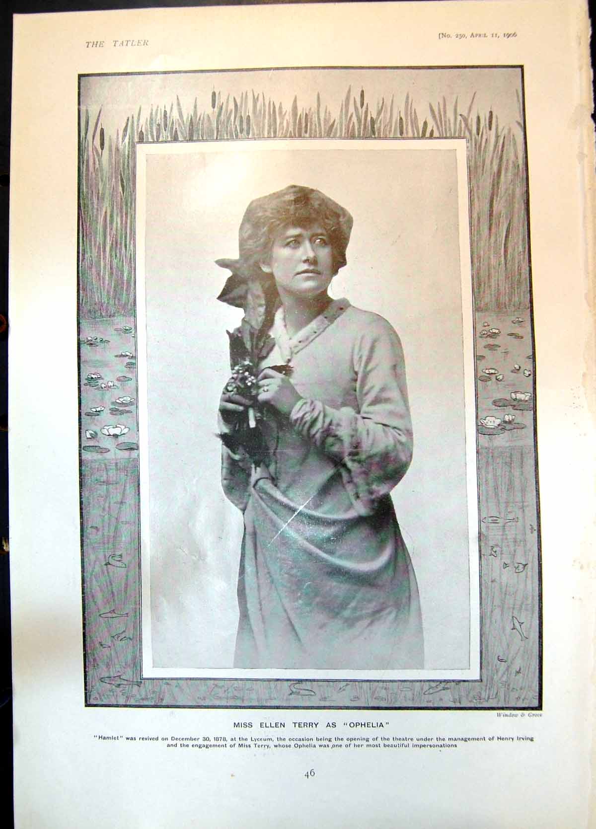 Old Ellen Terry As Ophelia Queen Katherine Beatrice Much Ado Nothing1