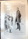 Old Antique Print New Cab Tom Browne East End School Visitot Scholar 1906 20th