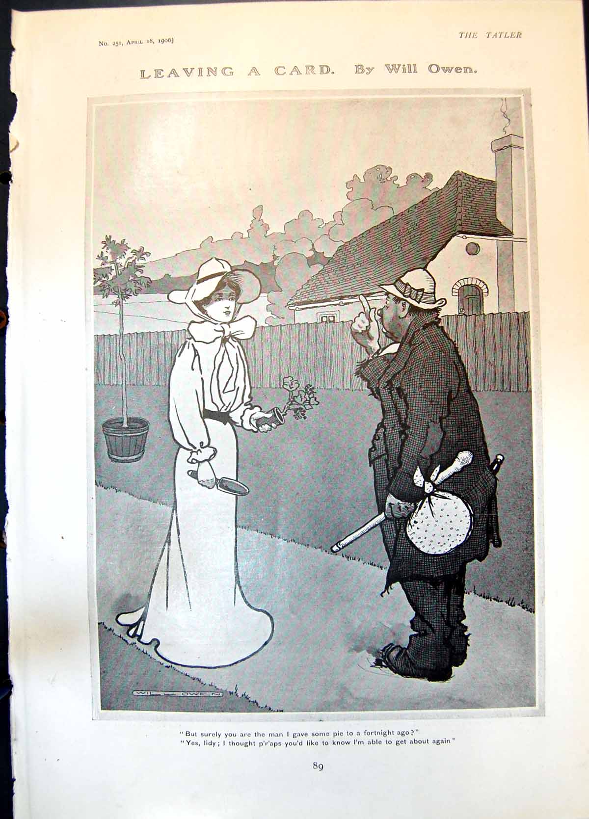 Old Leaving Card W Owen Lady Pie Tramp Receiving Day Royal Academy190 Victorian
