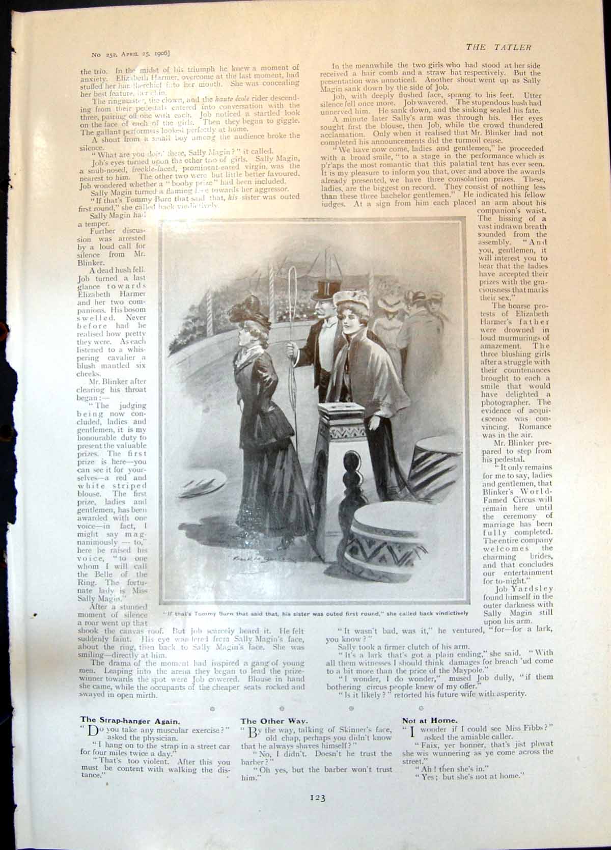 Antique Print Humour Circus Tommy Burn J White Todd Railway Napier Car 1906