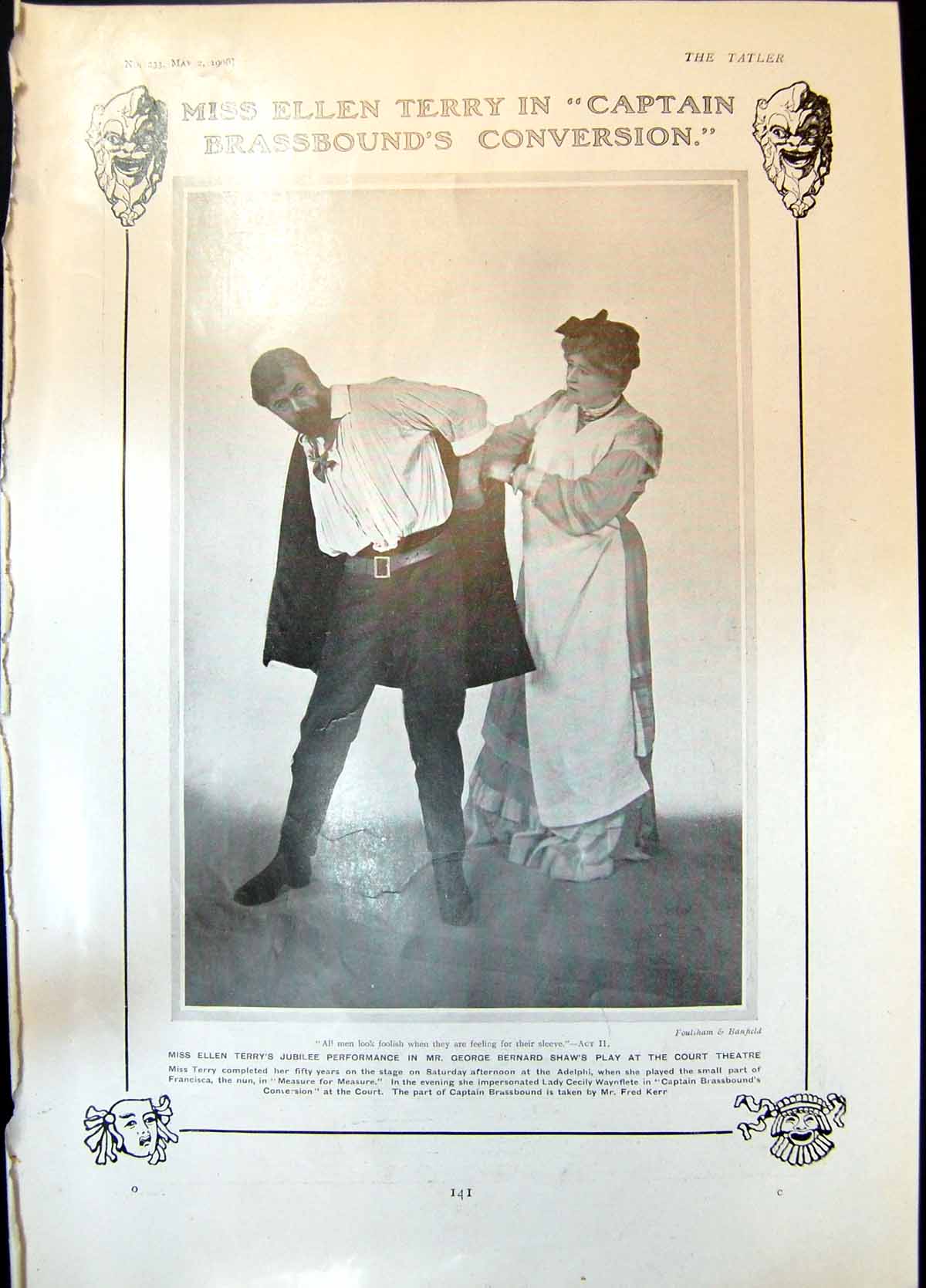 Old Print Ellen Terry Captain Brassbounds Conversion Dorothy O Hall 1906 20th