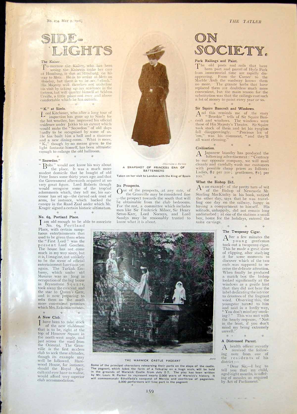 Antique Old Print Princess Ena Warwick Castle Pageant Sir Edward Poynter 1906