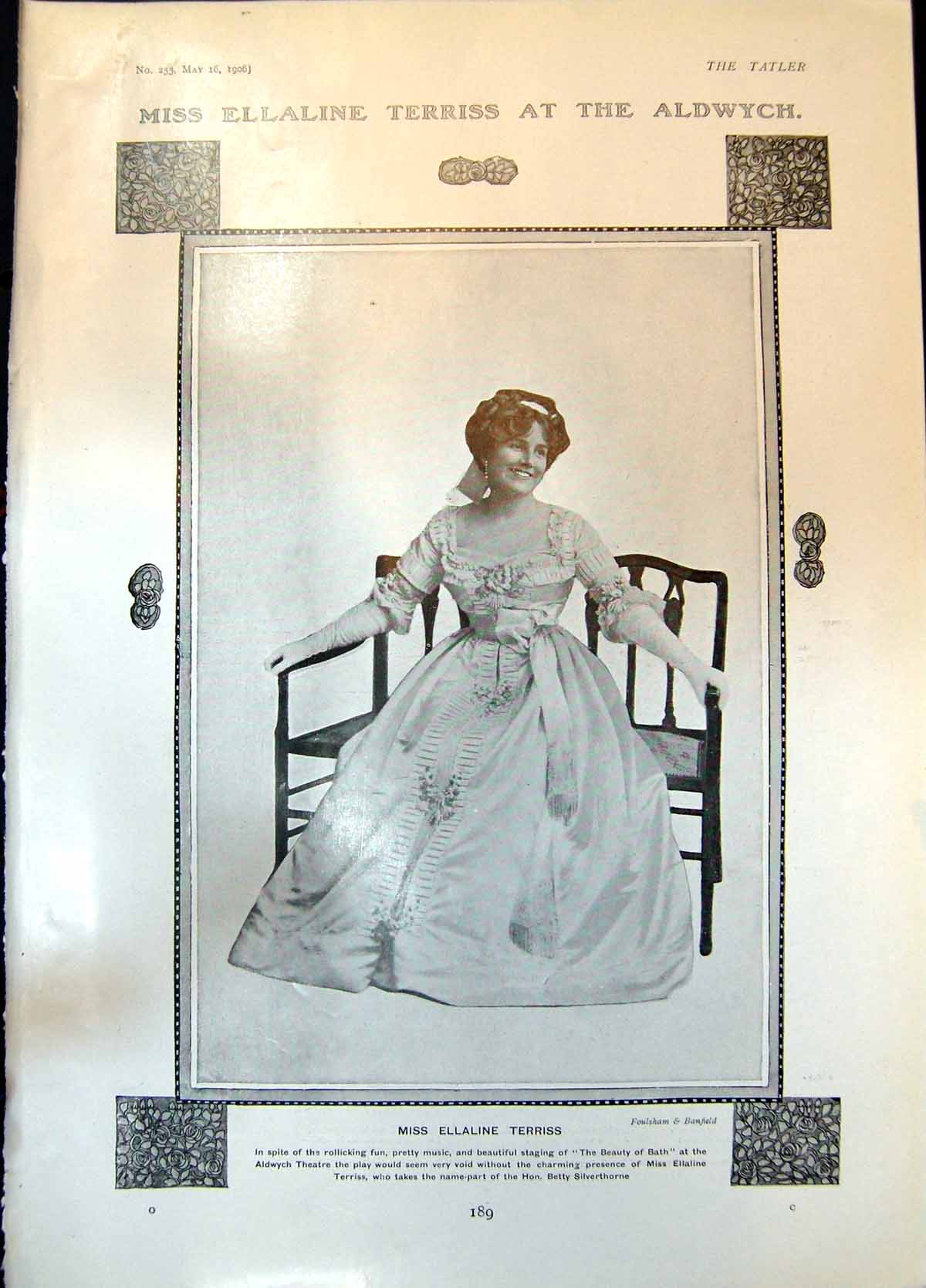Antique Print Ellaline Terriss Beauty Bath Gymnasium Scene Dairymaids 1906 20th