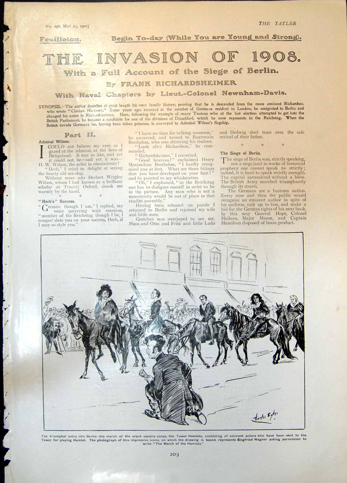 Old Antique Print Entry Berlin Cavalry Tower Hamlets Ers Pie Annual 1906 20th