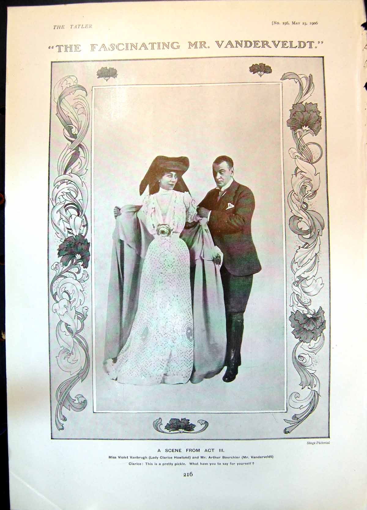 Old Print Fascinating Mr Vanderveldt Violet Vanbrugh Muriel Beaumont 1906 20th