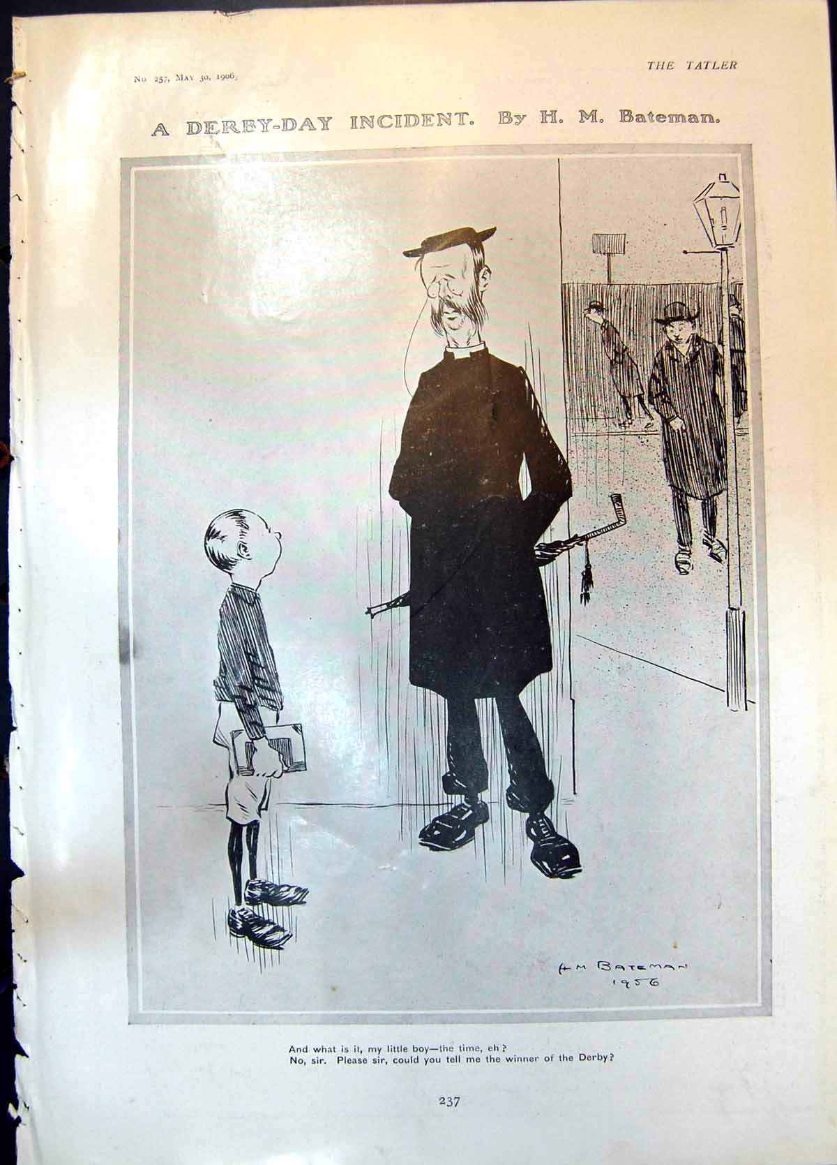 Antique Print Derby Day Incident H Bateman Boy Promise Youth Phil May 1906 20th