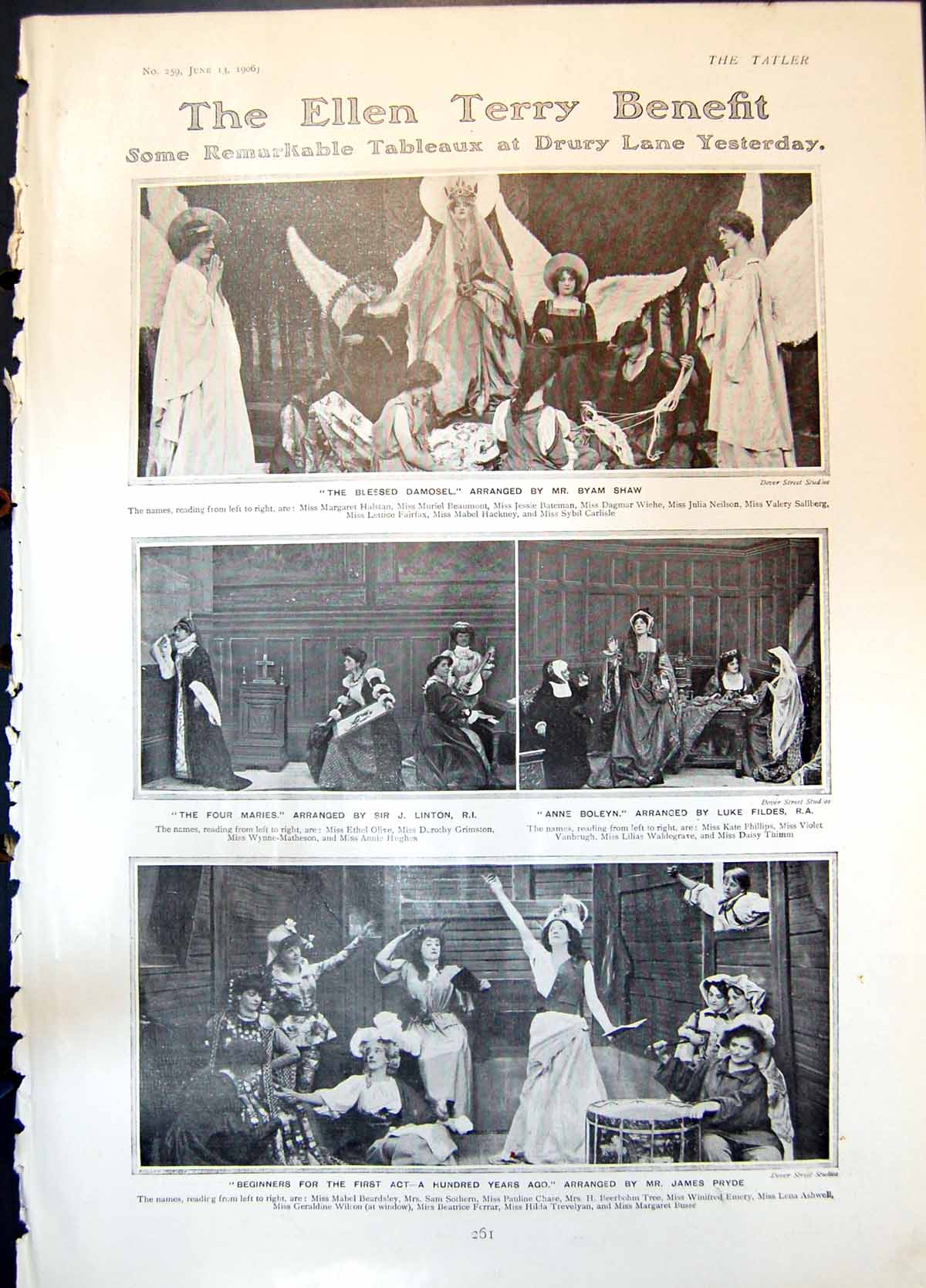 Old Ellen Terry Benefit Blessed Damosel Four Maries A Boleyn M Caruso