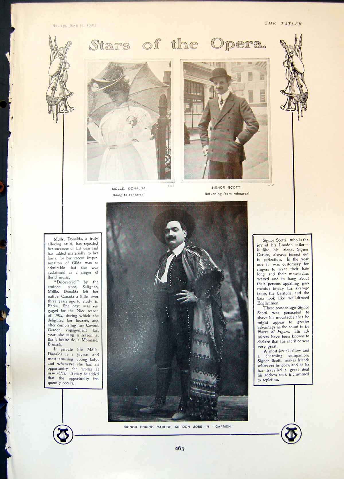 Old Mdlle Donalda Signor Scotti Enrico Caruso King Spain Bull Fight