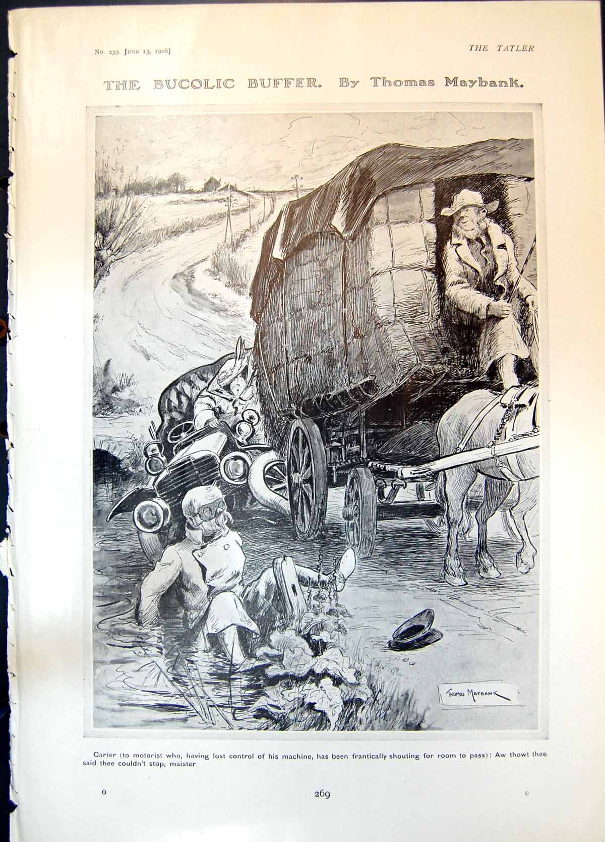 Old Bucolic Buffer Thomas Maybank Goose Girl Phil May Montreuil 1906 20th