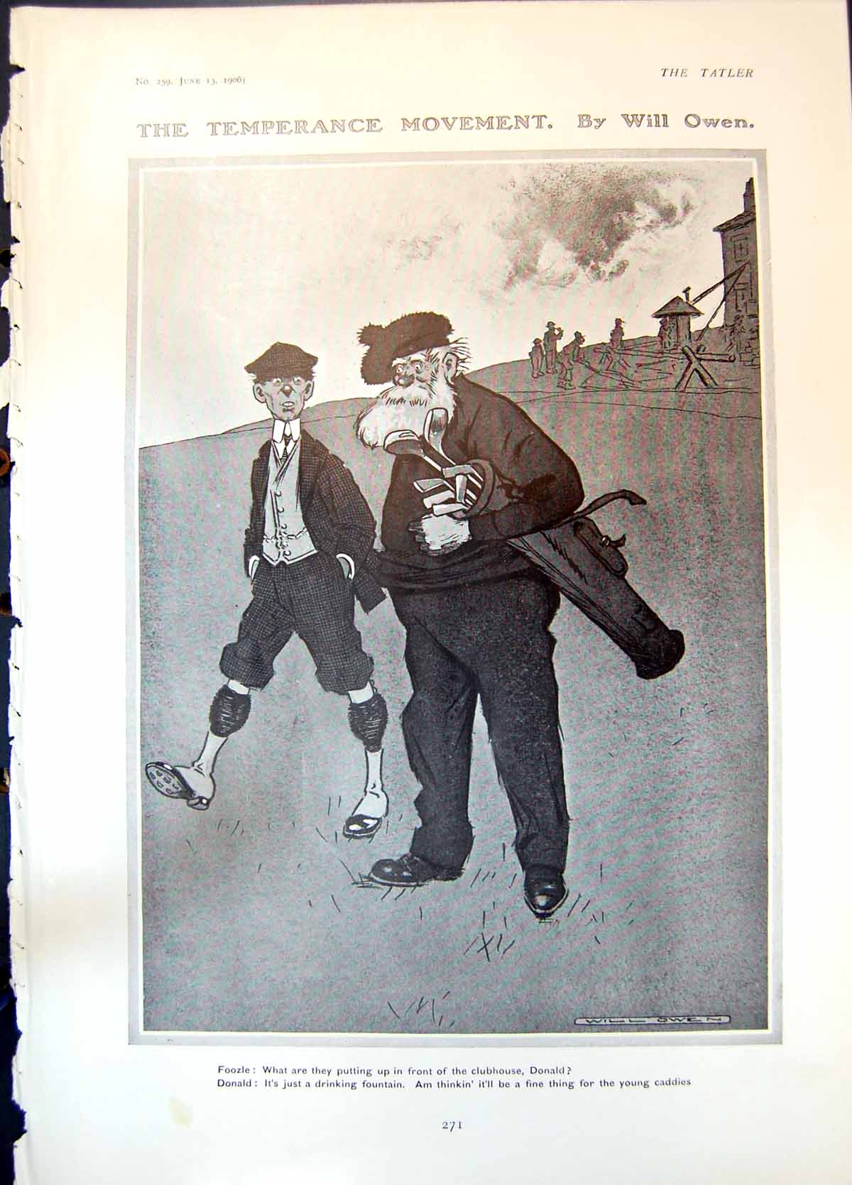 Antique Old Print Temperance Movement Will Owen Golf Ers Pie F Pegram 1906 20th