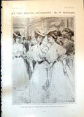 Antique Print Royal Academy N Schlegel Ladies Pictures Admiring Gents 1906 20th