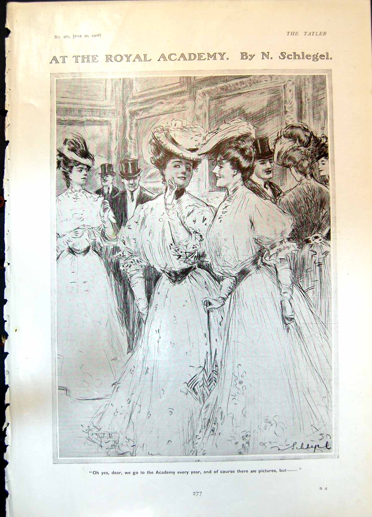 Antique Print Royal Academy N Schlegel Ladies Pictures Admiring Gents 1906 20th