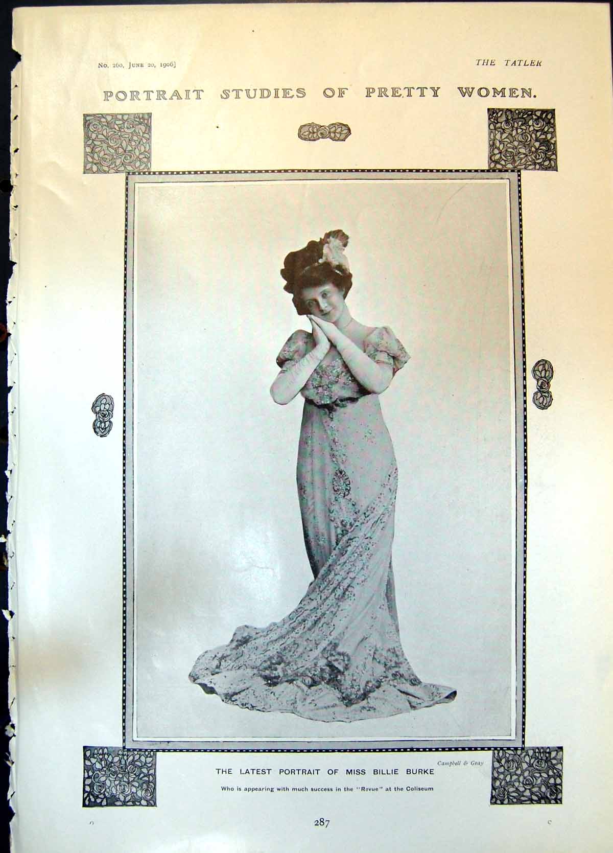 Old Miss Billie Burke Revue Coliseum Seaside Girl Doris Stocker 1906 20th
