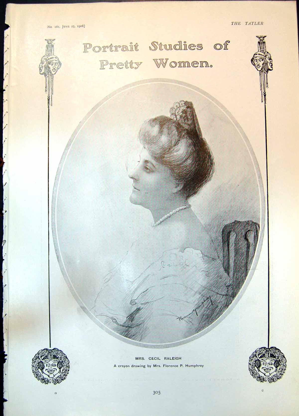 Old Print Mrs Cecil Raleigh F Humphrey Adeline Bourne Dorothy O Hall 1906 20th