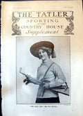Original Old Antique Print Golf Girl Clubs Miss Nina Sevening 1906 20th Century