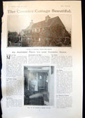 Old Print Cottage Silchester Common Reading Hall Garden Drawing Room 1906 20th