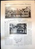 Antique Old Print House Leatherhead Garden Front Ground Plan S West View 1906