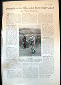 Old Antique Print Tom Varden Golfer Sandwich Captain Wynard Cricket 1906 20th