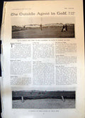Antique Old Print Golf Muirfield Open Championship Cricket Tom Hayward 1906