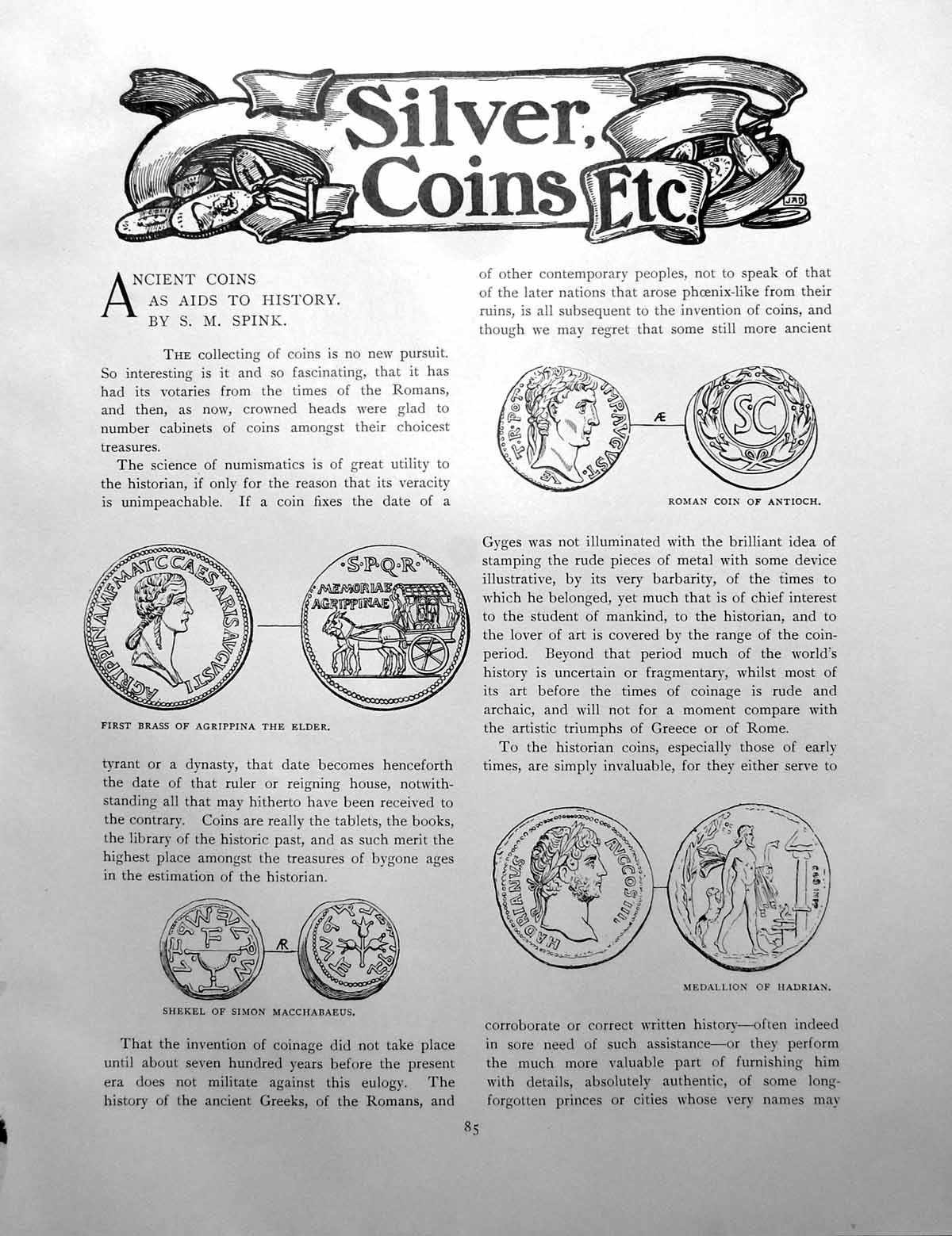 Antique Print Ancient Coins Aids To History Roman Coin AntiochPage 1901
