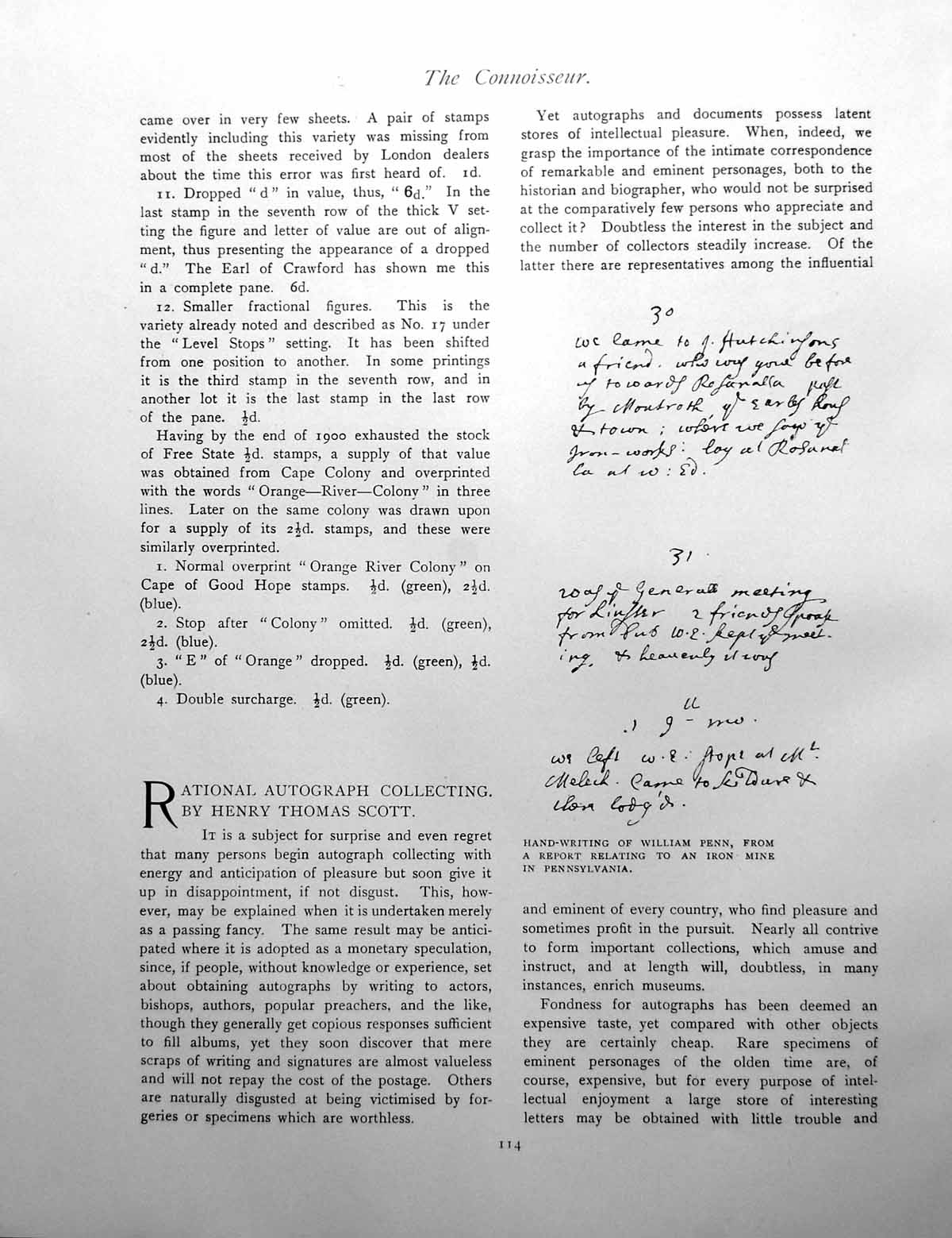 Antique Old Print Rational Autograph Collecting Specimen WritingPages 1901